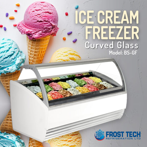 Read more about the article Showcase your frozen treats in style with our Ice Cream Freezer Curved Glass, Model: BS-GF