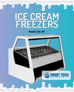 Read more about the article Frost Tech Refrigeration Ice Cream Display Freezer DC-GF Angled Glass Display Case!