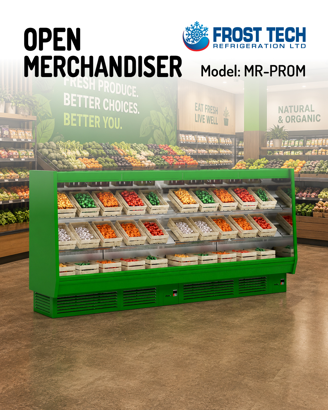Read more about the article Open Merchandiser MR-PROM | Refrigerated Multi-Deck Display | Frost Tech Refrigeration