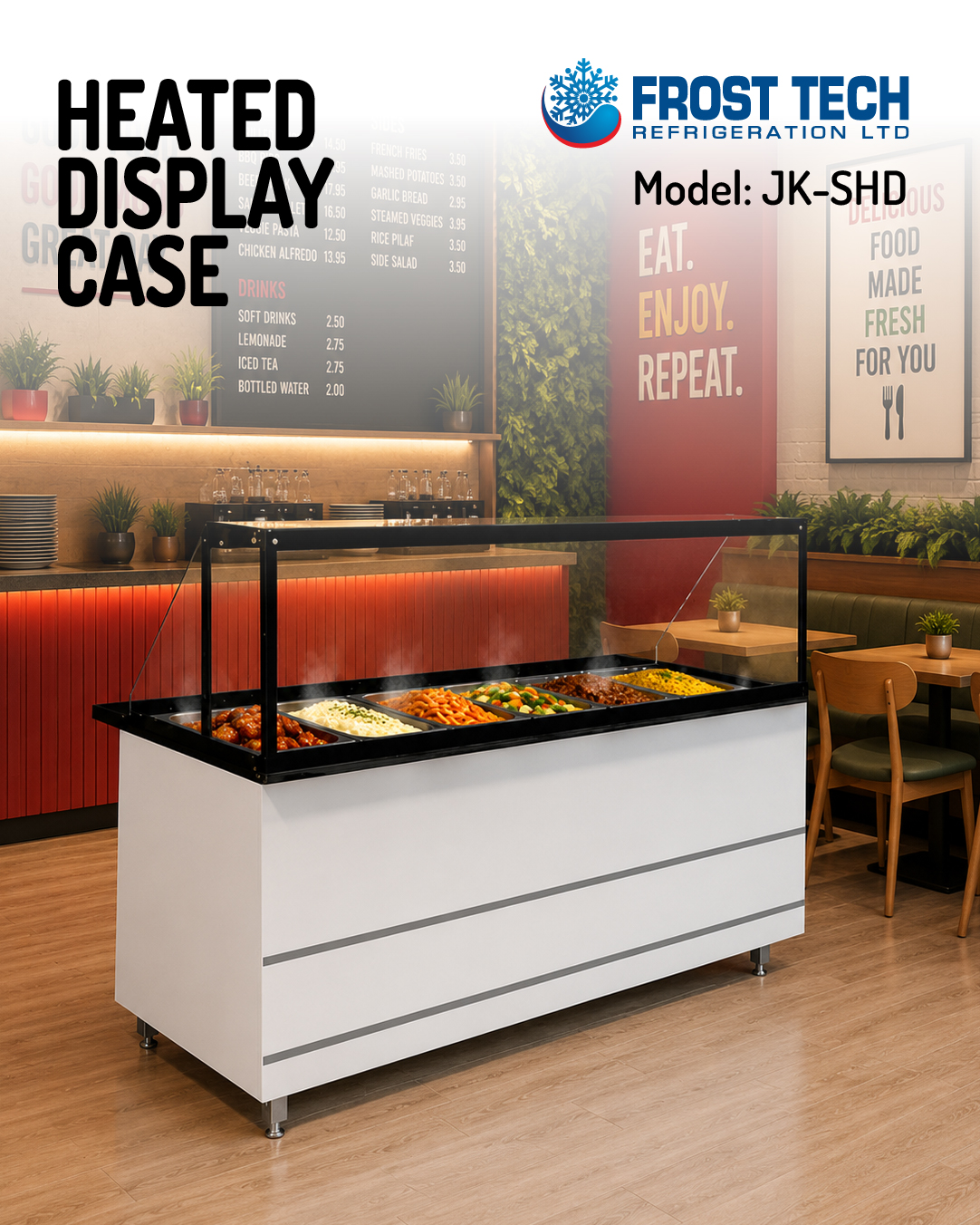 You are currently viewing Heated Display Case JK-SHD | Straight Glass Hot Food Display | Frost Tech Refrigeration