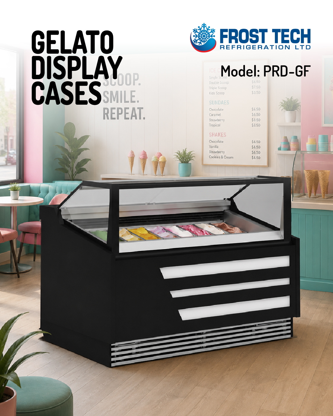 Read more about the article Gelato Display Cases PRD-GF | Straight Front Glass Gelato Display | Frost Tech Refrigeration