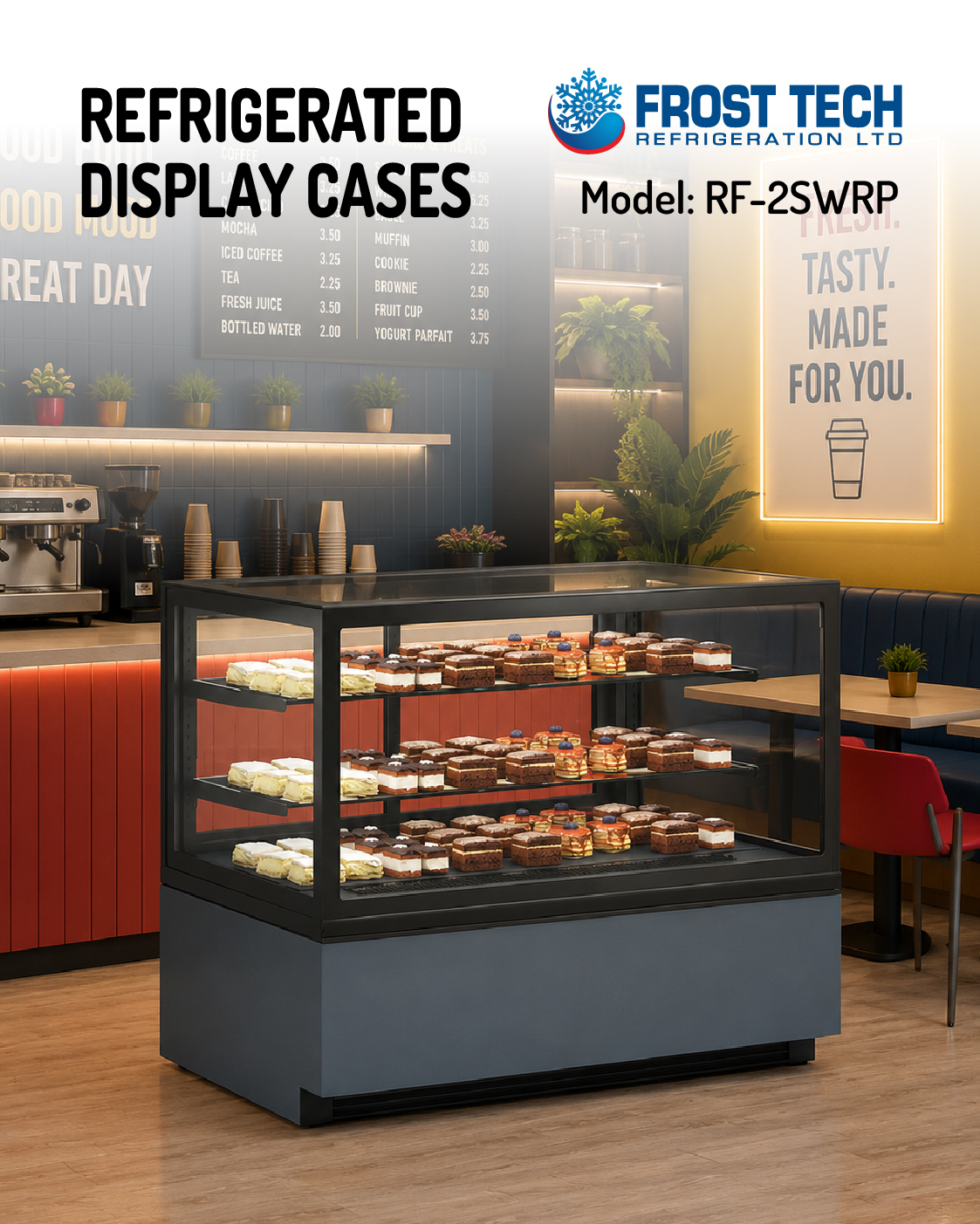 Read more about the article Refrigerated Display Cases RF-2SWRP | Low Profile Pastry Display | Frost Tech Refrigeration