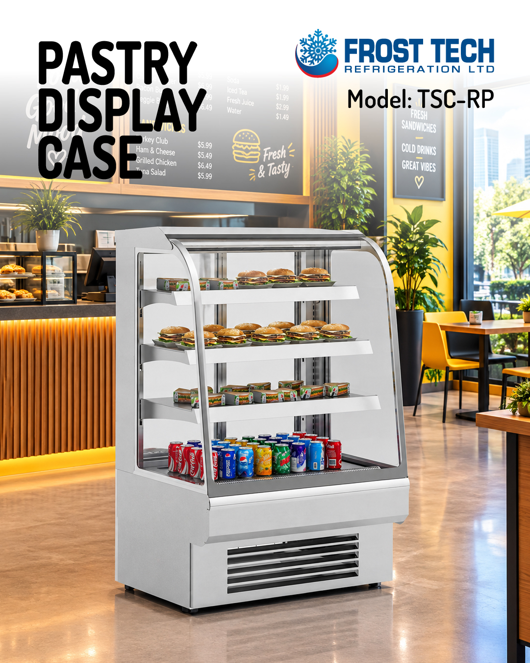 Read more about the article Pastry Display Case | TSC-RP Refrigerated Curved Glass