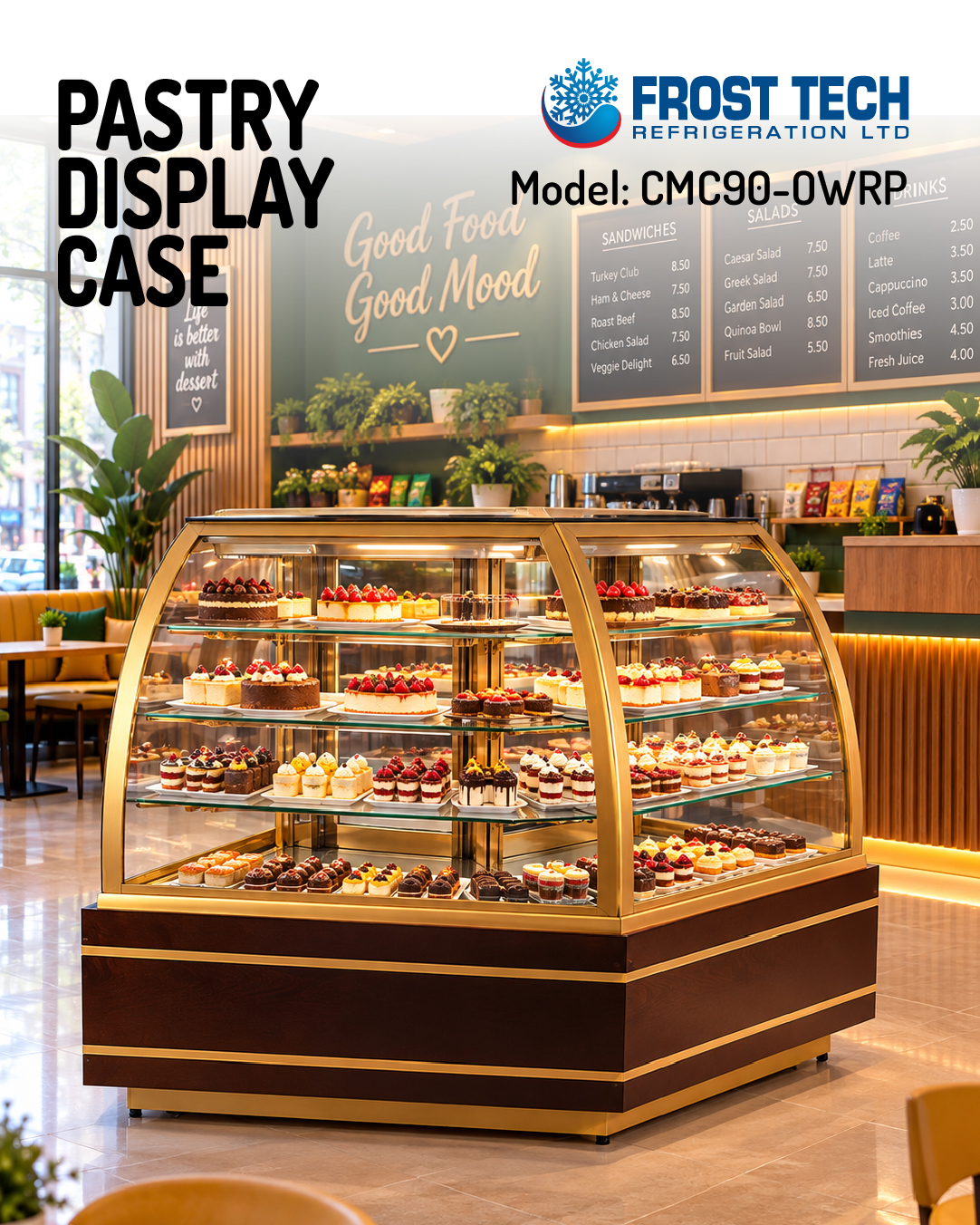 Read more about the article Pastry Display Case | CMC90-OWRP Refrigerated Corner Display